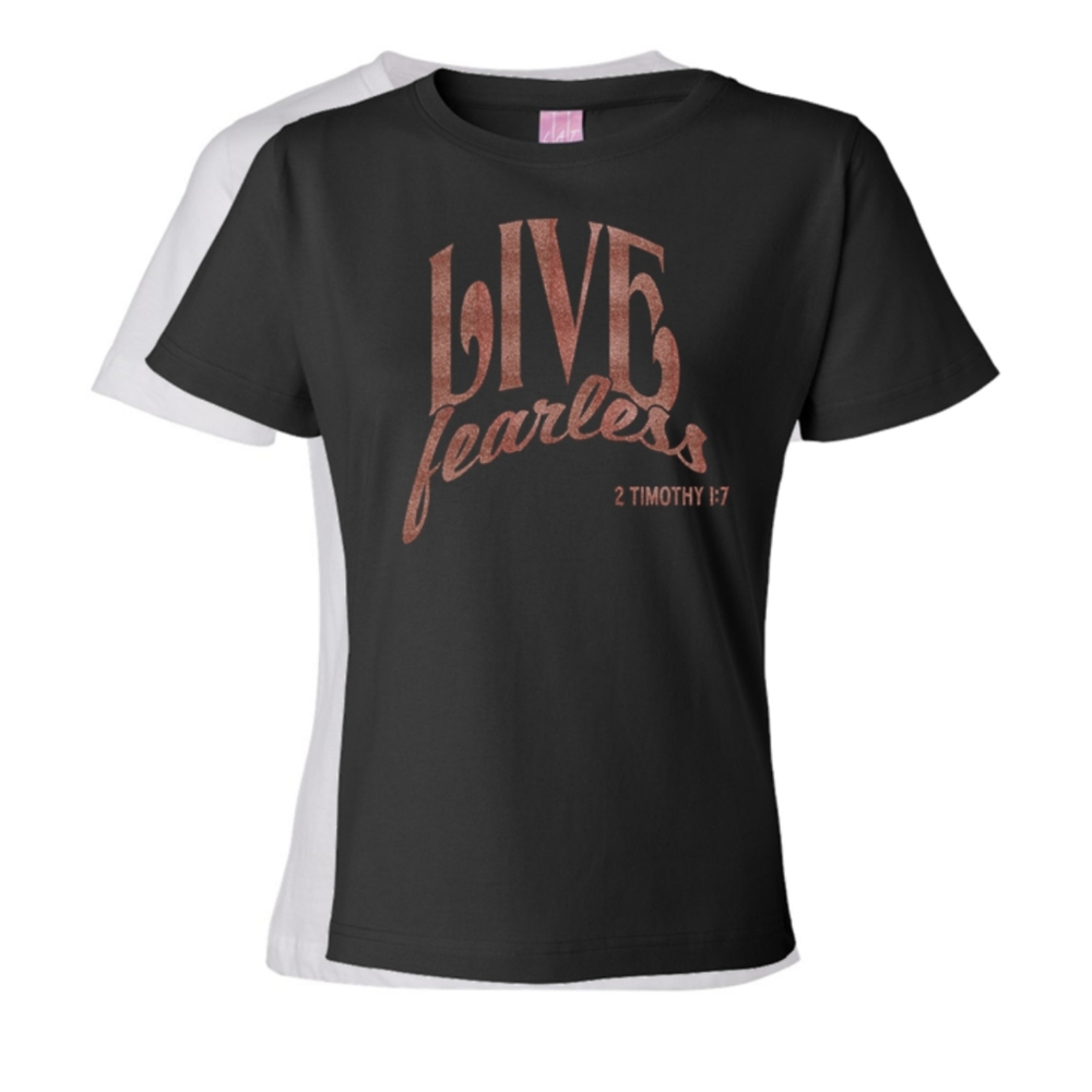 "Live Fearless" Rose Gold Sparkle Tee